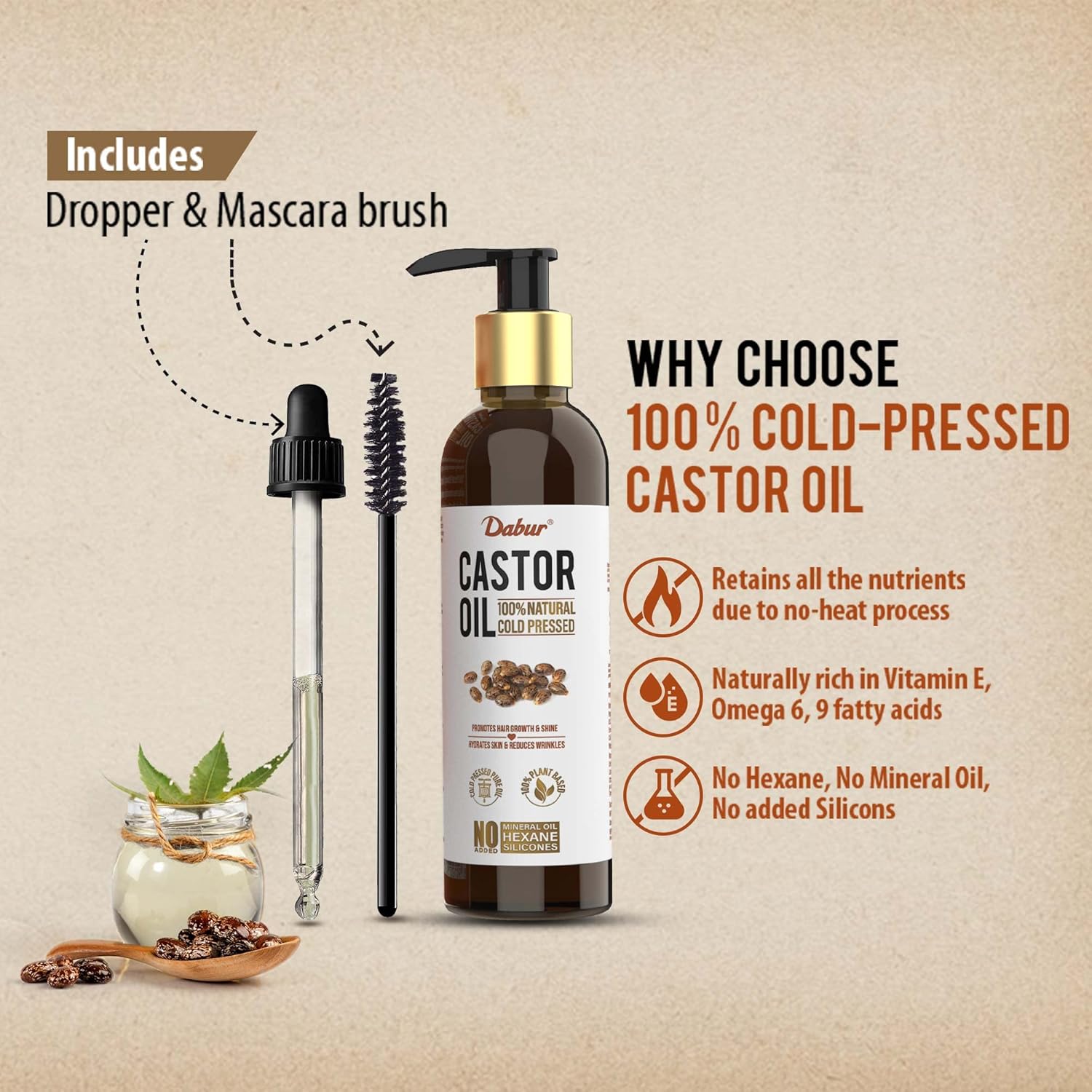 Dabur Castor Oil 100% Natural Cold Pressed - 200 ml