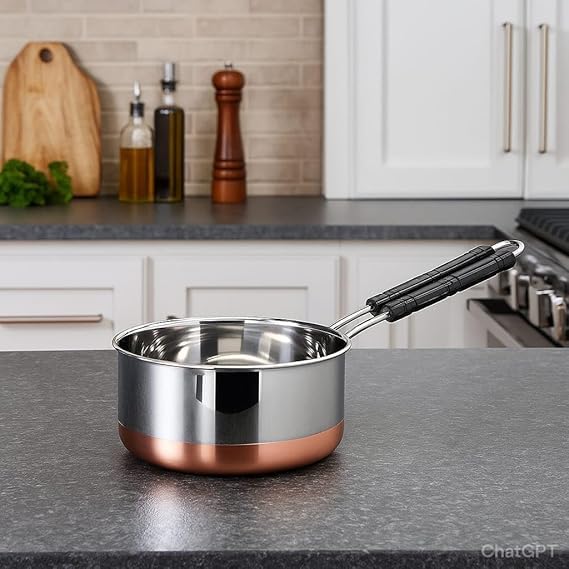 Copper Bottom Stainless Steel Flat Base Sauce Pan, Milk Pan