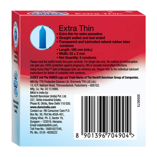 Durex Extra Thin Condoms for Men - 3 Count