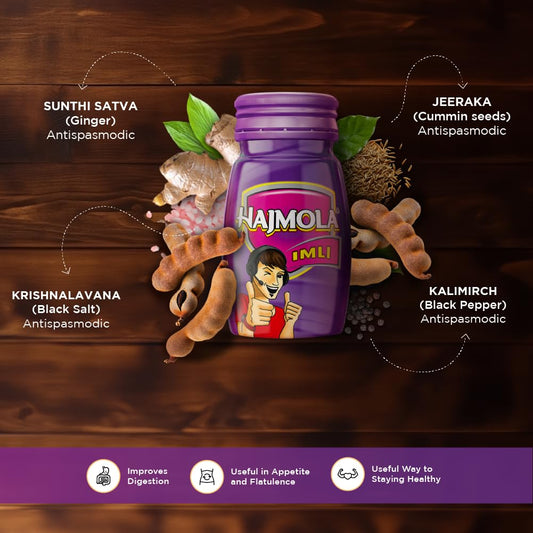 Dabur Hajmola Tasty Digestive Tablets (Anardana Flavour) - 120 Tabs & Dabur Hajmola Tasty Digestive Tablets (Imli Flavour) - 120 Tabs
