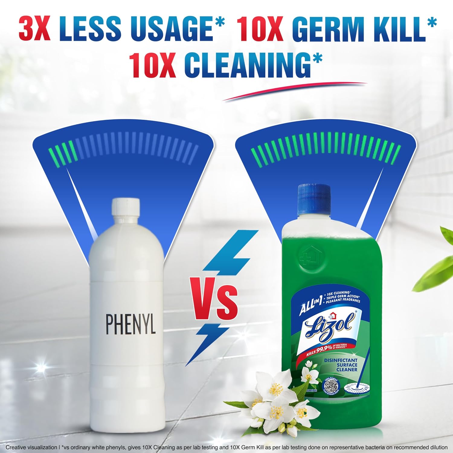 Lizol Disinfectant Surface & Floor Cleaner Liquid, Jasmine - 500 ml
