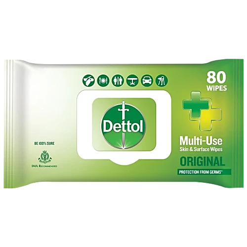 Dettol Original Multi-use Skin & Surface Wipes, 80 pcs