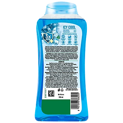 Dettol Icy Cool Shower Gel Bottle For Men -Menthol & Eucalyptus Fragrance, 250 ml