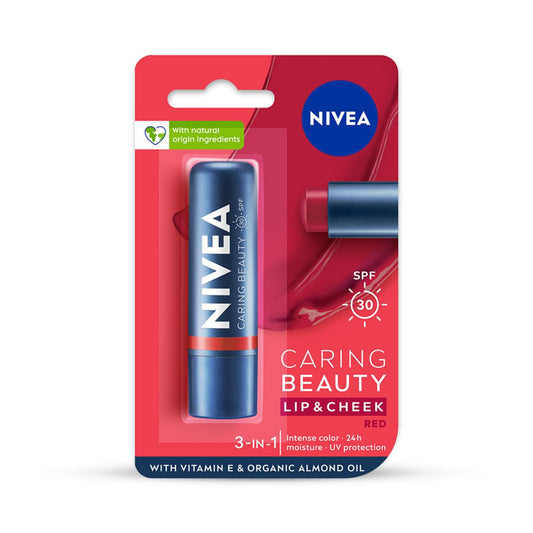 Nivea Lip Caring Beauty Red Lip Balm With SPF 30 - Red - 4.8 gm