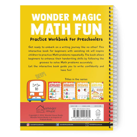 Wonder Magic Maths Practice Workbook for Preschoolers Count, Match & Solve Simple Problems  |  Spiral-bound