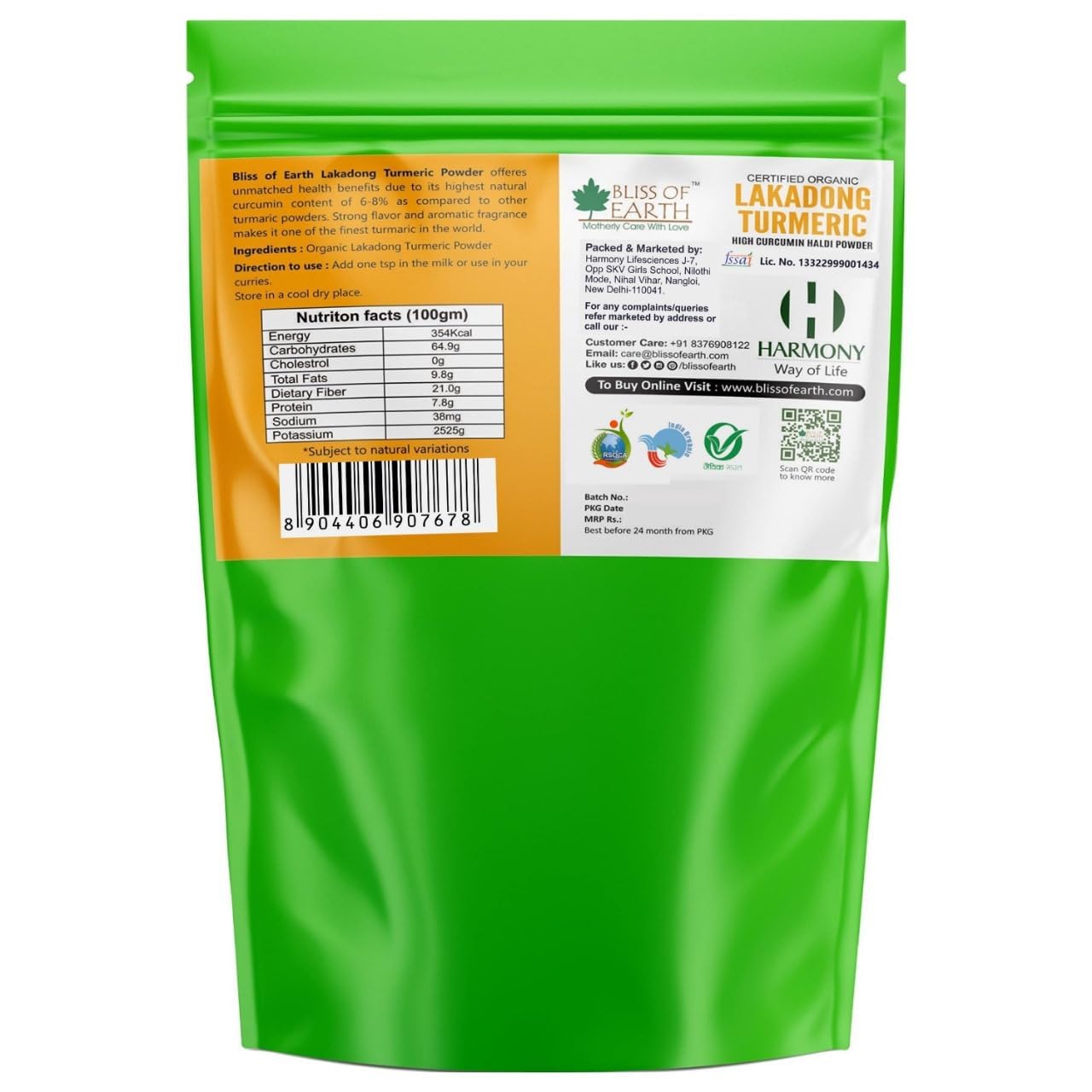 Bliss of Earth Lakadong Turmeric Powder - 250 gm