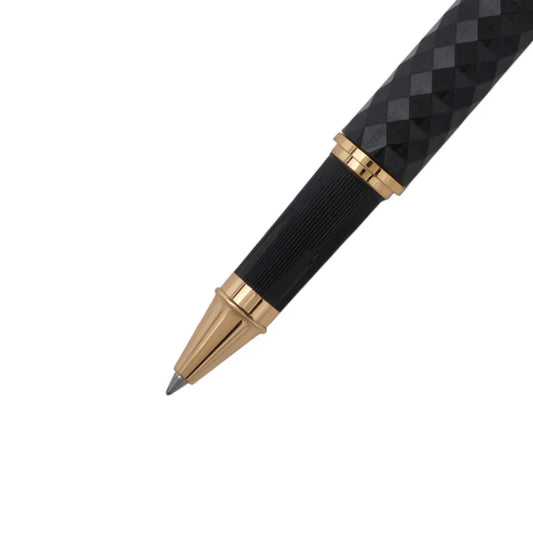 SWISSBRAND Luxe 2513 Black gloss finish Premium composite diamond-shape Rollerball Pen with gold trim