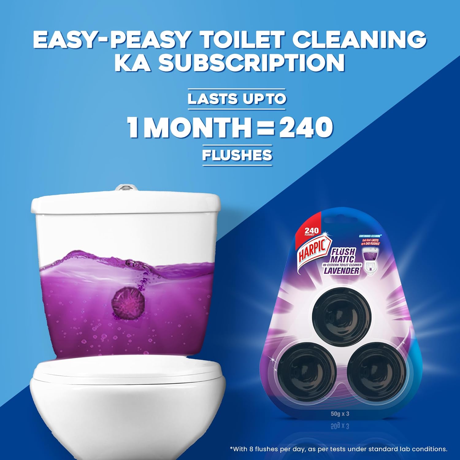 Harpic Flushmatic In-Cistern Toilet Cleaner Block, Lavender, 50 gm (Pack of 3)