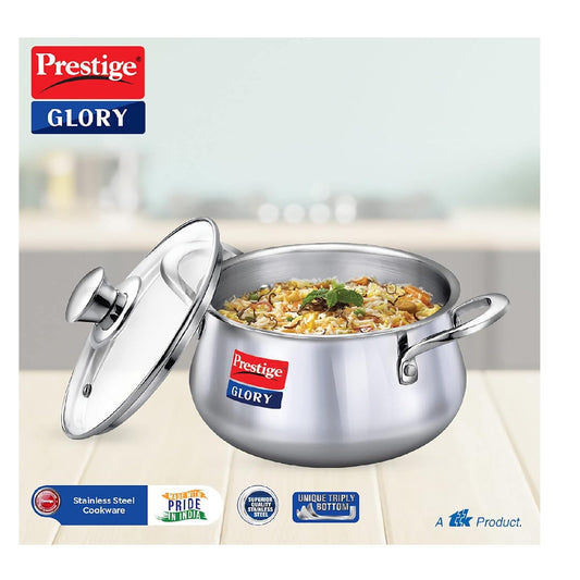 Prestige Stainless Steel Handi with Lid | |Unique tri-ply Bottom