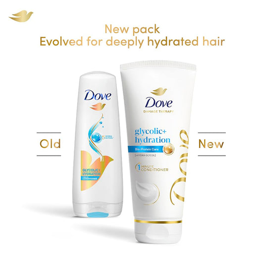 Dove Glycolic + Hydration Conditioner With 5% Hydra-Glycol For Upto 100 Hours Of Hydrated, Fluid Hair - 175 ml