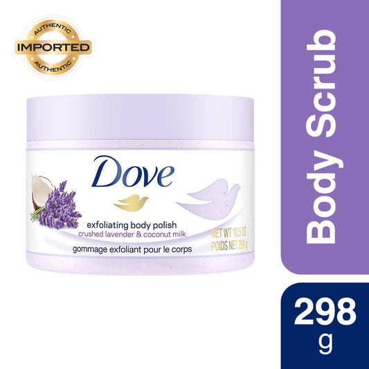 Dove Exfoliating Body Polish Scrub With Crushed Lavender And Coconut Milk - 298 gm