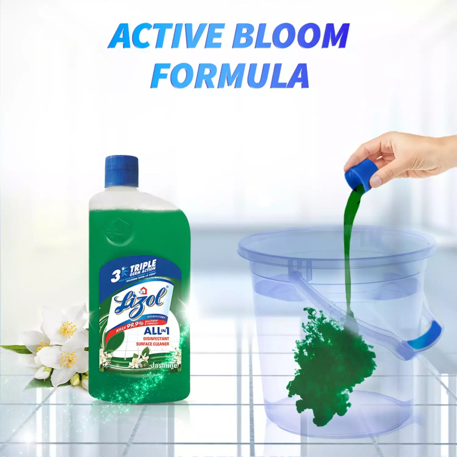 Lizol Jasmine Disinfectant Floor Cleaner Bottle Of 975 Ml