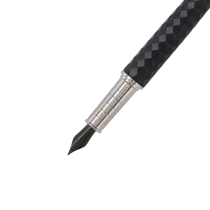 SWISSBRAND Luxe 2514 Black gloss finish Premium composite diamond-shape Fountain Pen with chrome trim