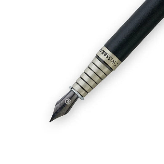 SWISSBRAND Zenith 2507 Matte black Fountain Pen with chrome trim