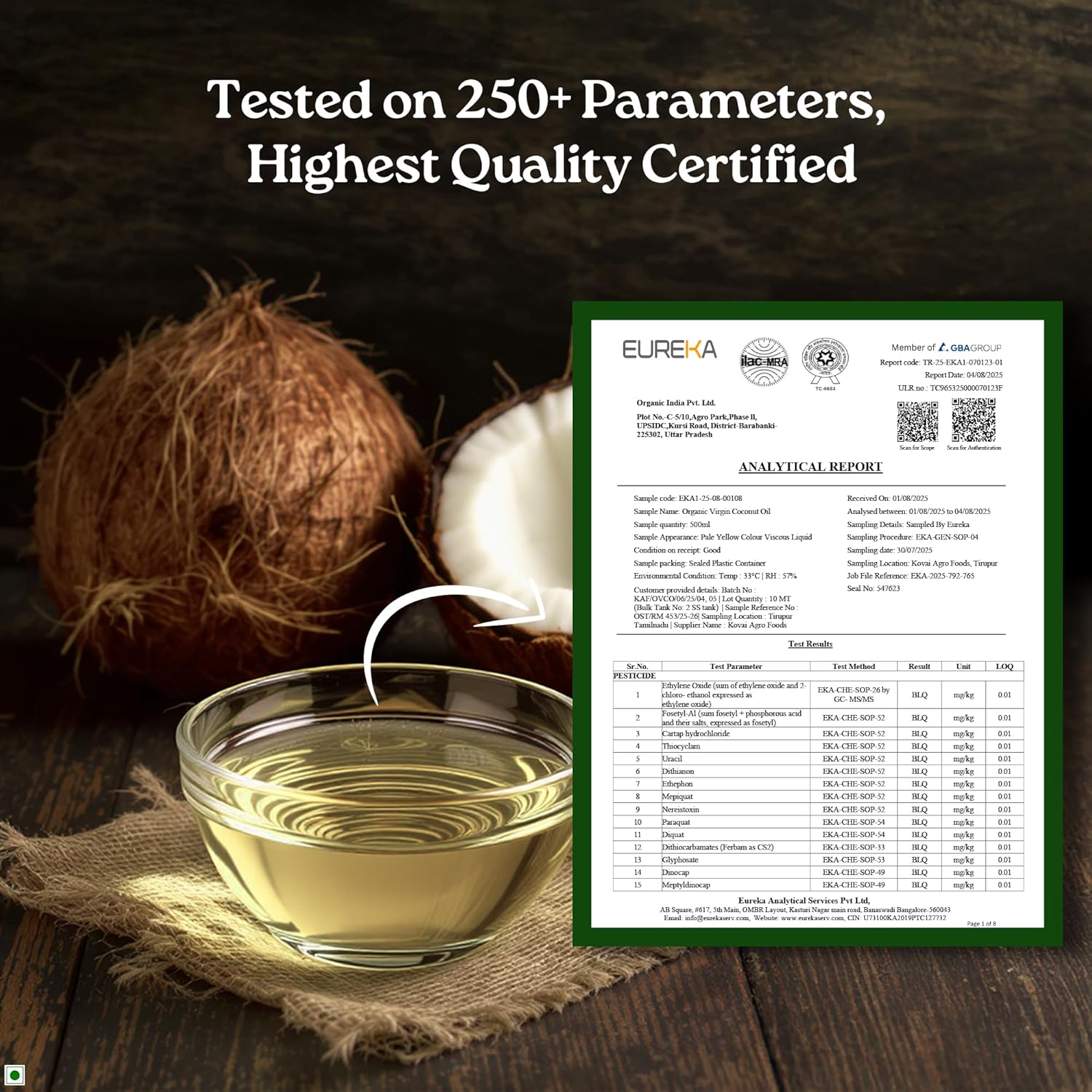 Organic India Virgin Coconut Oil 500ml, Certified Organic, Lab Tested on 600+ Parameters