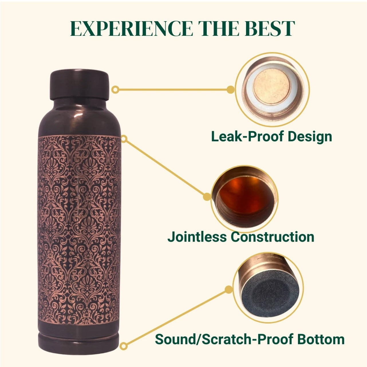 Royal Antique Copper Printed Stainless Steel Water Bottle