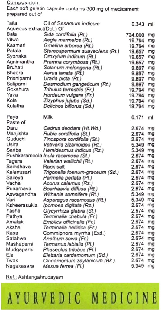 AVN AYURVEDA DHANWANTARAM (101) SOFT GEL CAPSULES – 120 NOS For Neuro-muscular disorders