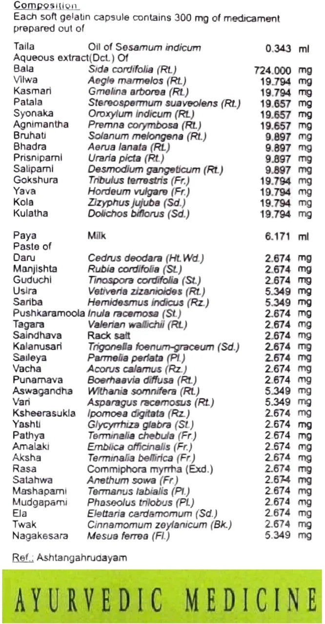 AVN AYURVEDA DHANWANTARAM (101) SOFT GEL CAPSULES – 120 NOS For Neuro-muscular disorders