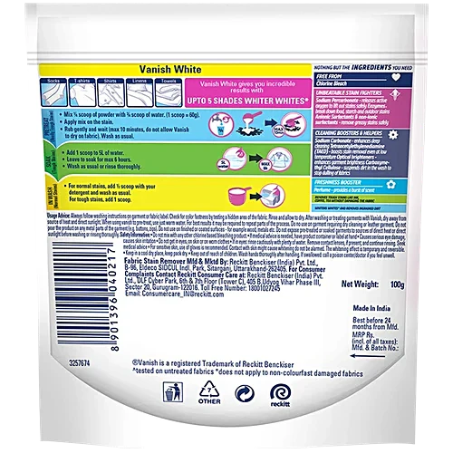 Vanish Oxi Action Crystal White Fabric Whitener, 100 g