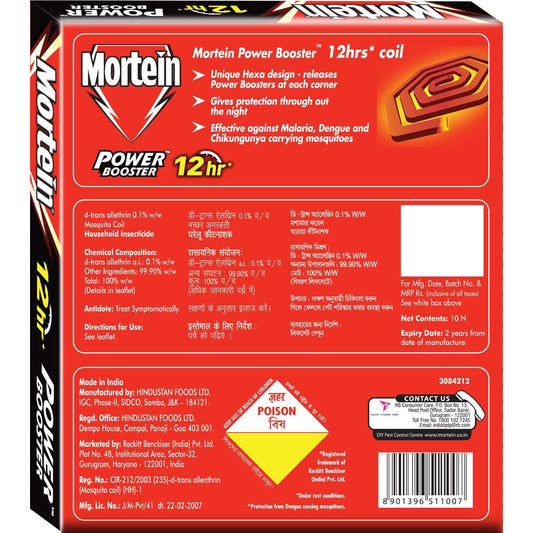 Mortein Power Booster 12hrs Coil - Pack of 10
