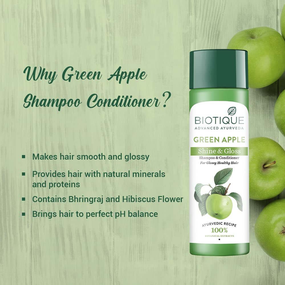 Biotique Green Apple Shine & Gloss Shampoo & Conditioner| - 190 ml
