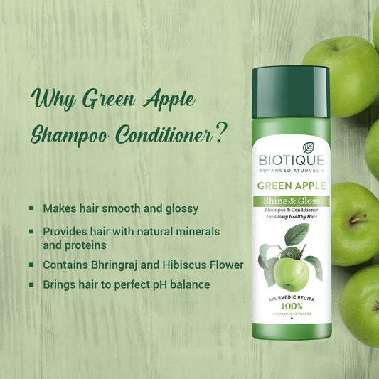 Biotique Green Apple Shine & Gloss Shampoo & Conditioner| - 190 ml