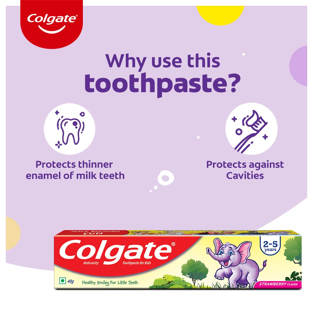 Colgate Kids Toothpaste For 2-5 Years, Strawberry Flavour - 40gm