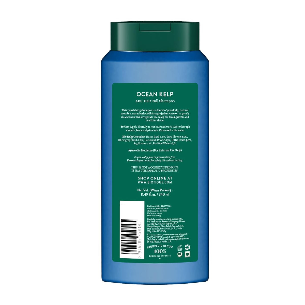 Biotique Ocean Kelp Anti Hairfall Shampoo | Intensive Hair Growth Therapy| Anti Hairfall Shampoo that Maintains Shine | 340ml