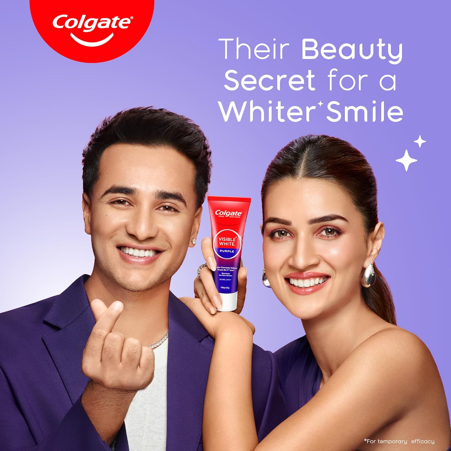 Colgate Visible White Purple Toothpaste for Teeth Whitening, Helps Remove Surface Stains, Whitens Yellow Teeth, Enamel-Safe for Daily Use (Combo Pack, 200g + 40g)