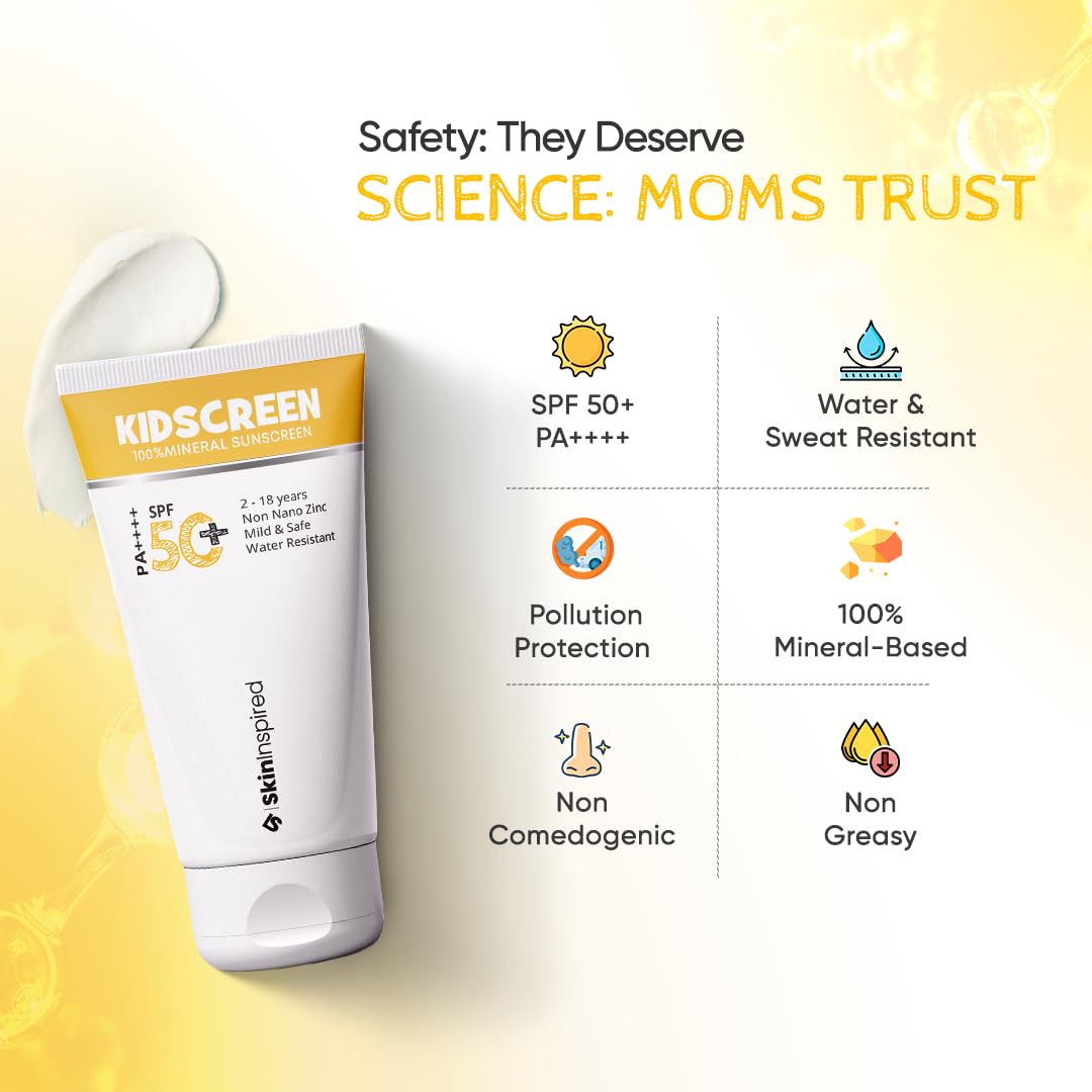 SkinInspired Kidscreen 100% Mineral Sunscreen SPF 50+ PA++++ - 50 gm
