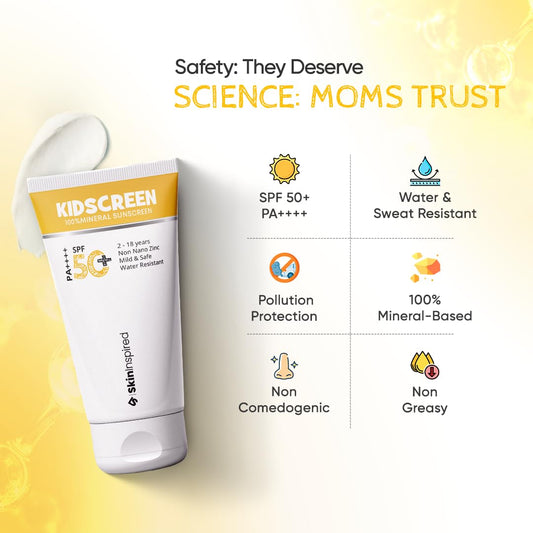 SkinInspired Kidscreen 100% Mineral Sunscreen SPF 50+ PA++++ - 50 gm