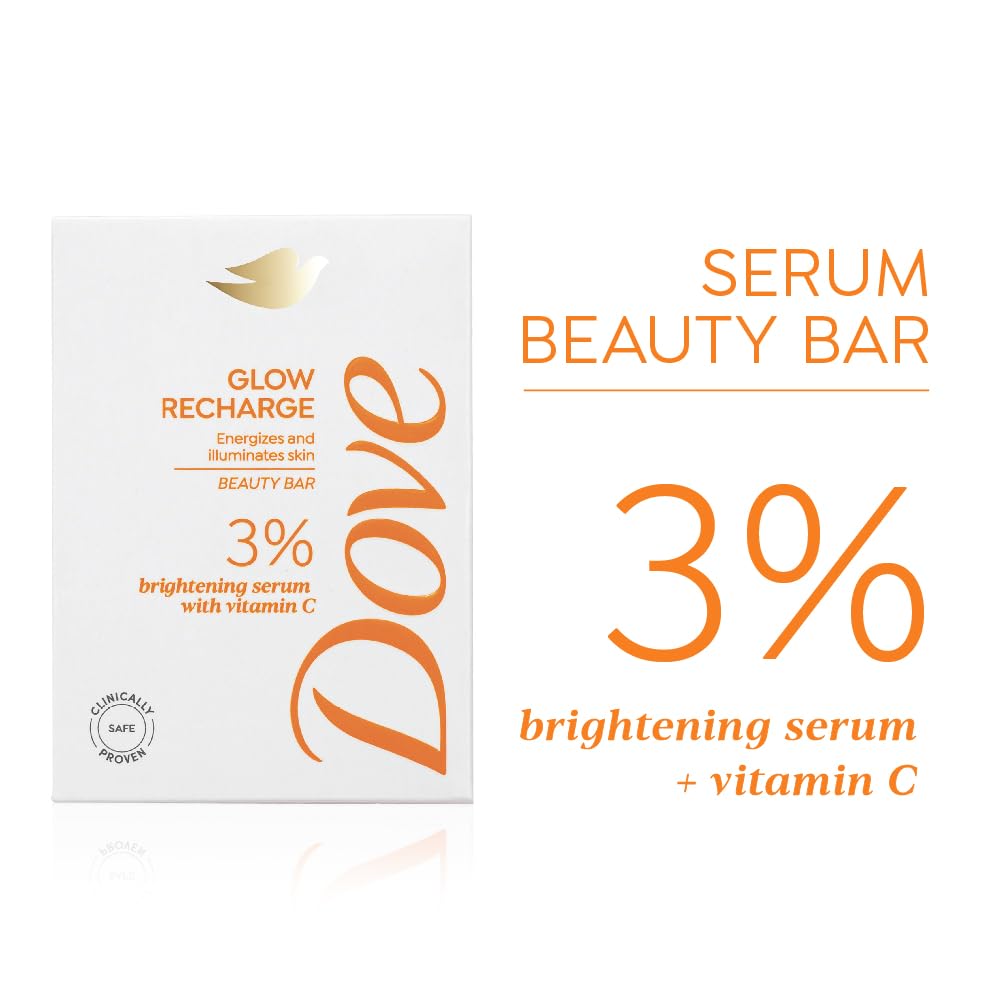 Dove Glow Recharge Serum Beauty Bar with 3% Brightening Serum + Vitamin C - set of 3 (125gx3)