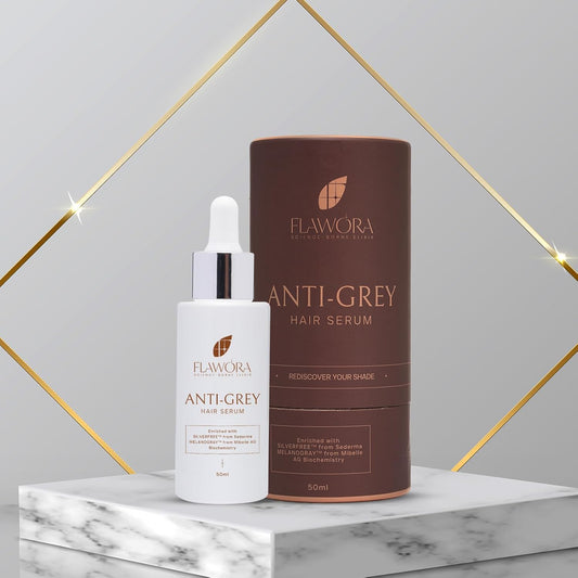 Flawora Anti-Grey Hair Serum With 1.5% Silverfree And 2% Melanogrey For Reversing Grey Hair - 50 ml