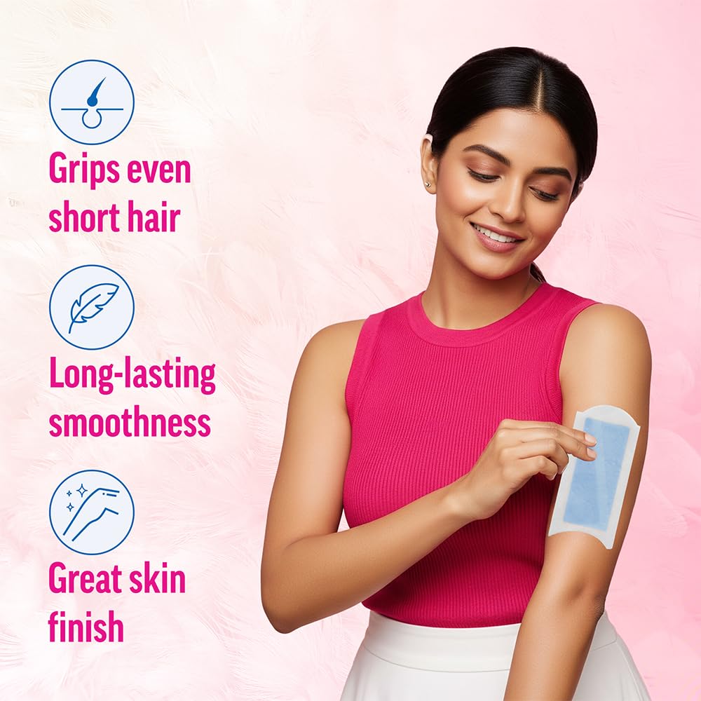 Veet Full Body Waxing Strips Kit for Sensitive Skin | 20 Pre-Coated Wax Strips & 4 Perfect Finishing Wipes