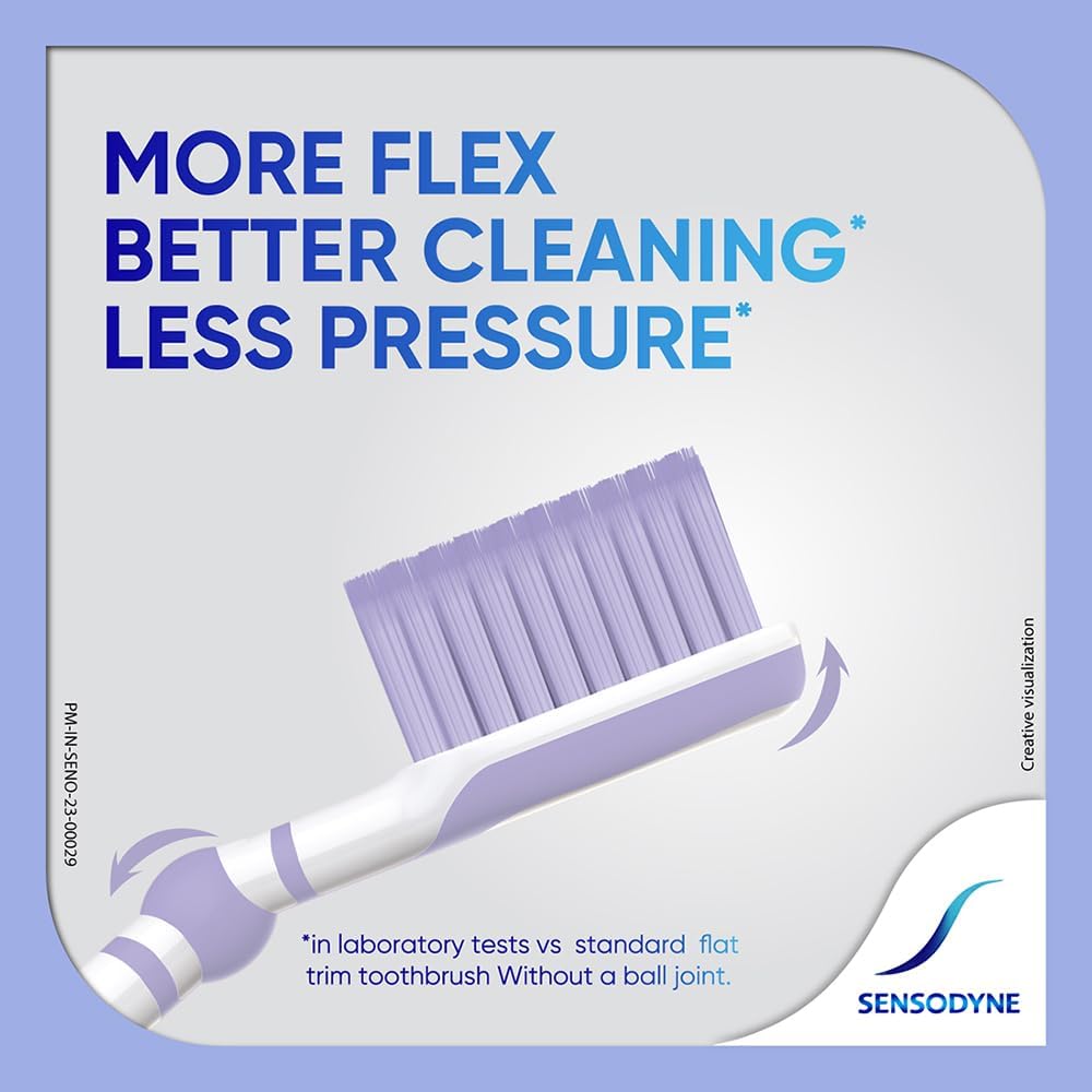 Sensodyne Adult Multicare Manual Toothbrush - Flexible Neck For Soft & Gentle Cleaning - Multipack (2+1)