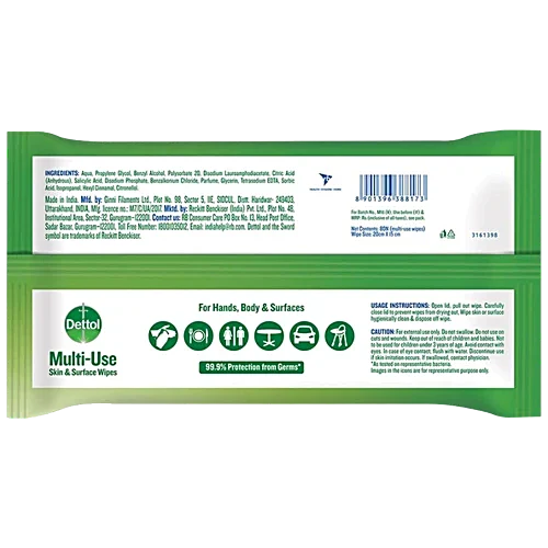 Dettol Original Multi-use Skin & Surface Wipes, 80 pcs