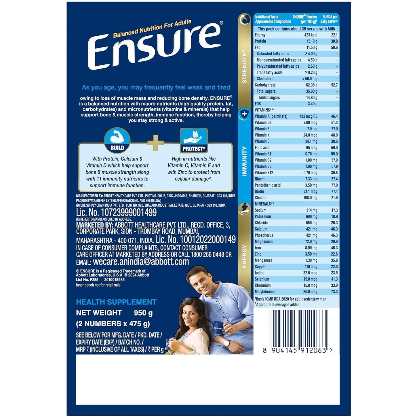 Ensure Vanilla Care Nutrition 950gm Pack of 1