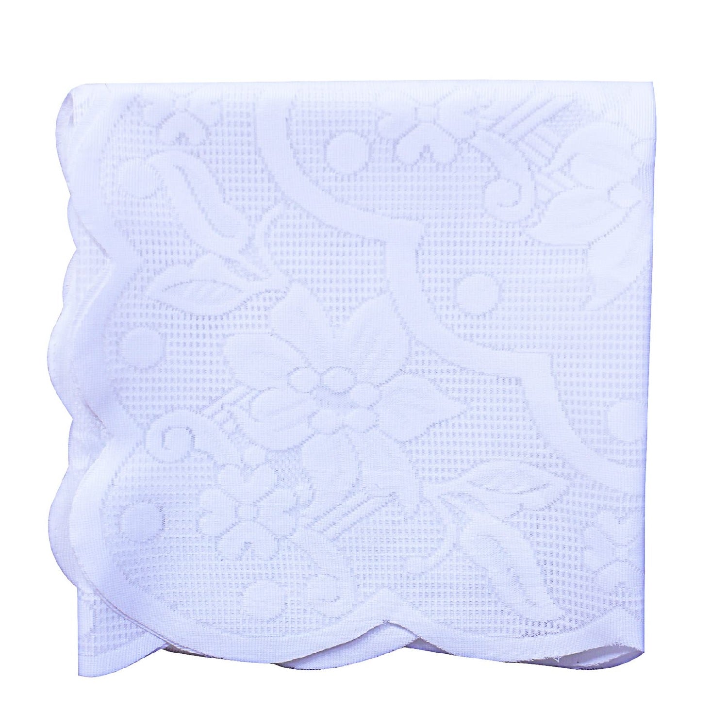 Rectangular Dining Table Cover|Poly Cotton Stain-Resistant Floral Pattern|Net Tablecloth Protector for Home Decoration, 60X90 Inch (White)