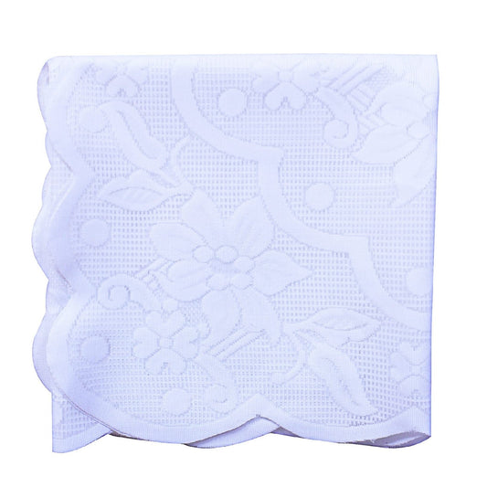 Rectangular Dining Table Cover|Poly Cotton Stain-Resistant Floral Pattern|Net Tablecloth Protector for Home Decoration, 60X90 Inch (White)