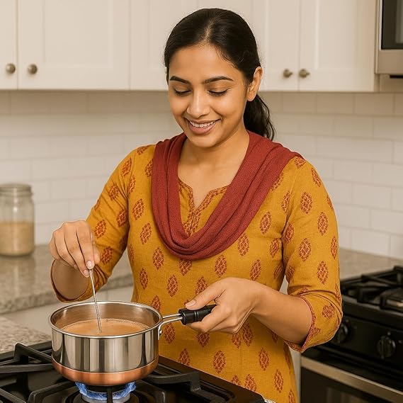 Copper Bottom Stainless Steel Flat Base Sauce Pan, Milk Pan