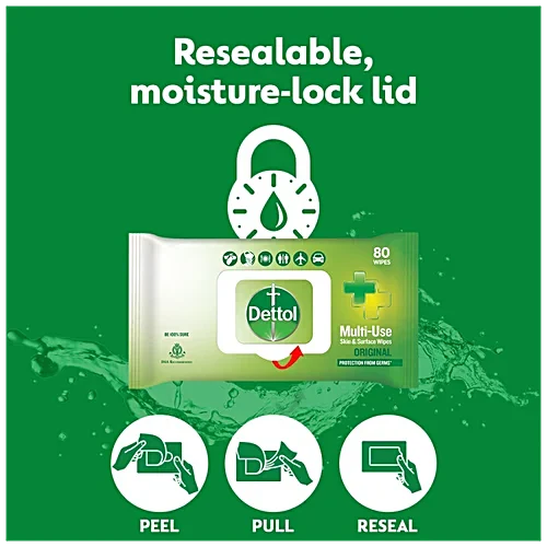 Dettol Original Multi-use Skin & Surface Wipes, 80 pcs