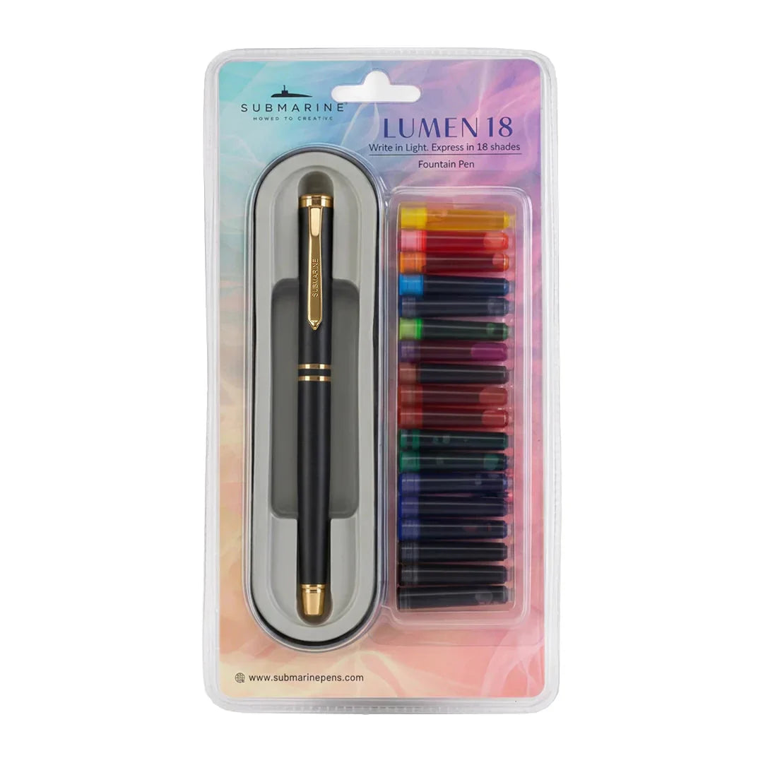 Submarine LUMEN 18 Fountain Pen Set 18 Ink Shades Premium Pen
