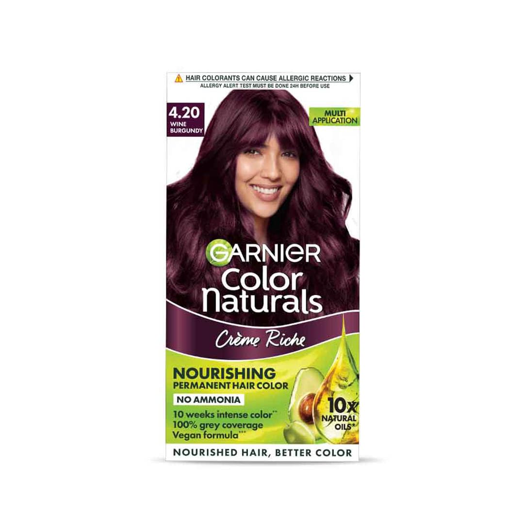 Garnier Color Naturals Creme Riche Hair Color - Shade 4.20 Wine Burgundy - 70ml + 60gm