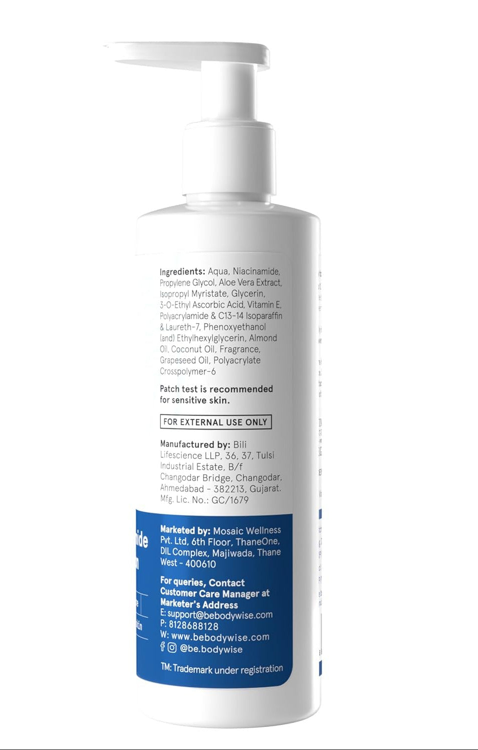 BeBodywise 10% Niacinamide Body Lotion for Reducing Acne Marks With Aloe vera extract, All Skin Types - 200 ml