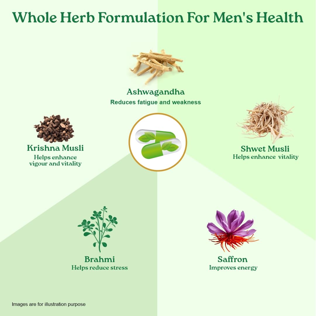 Organic India OH-Boy - 30 Veg Capsules, Ashwagandha, Musli & Saffron, Helps Improve Men's Health & Vitality, Helps Boost Testosterone Levels, Reduce Stress & Anxiety GMP & NPOP Certified Organic