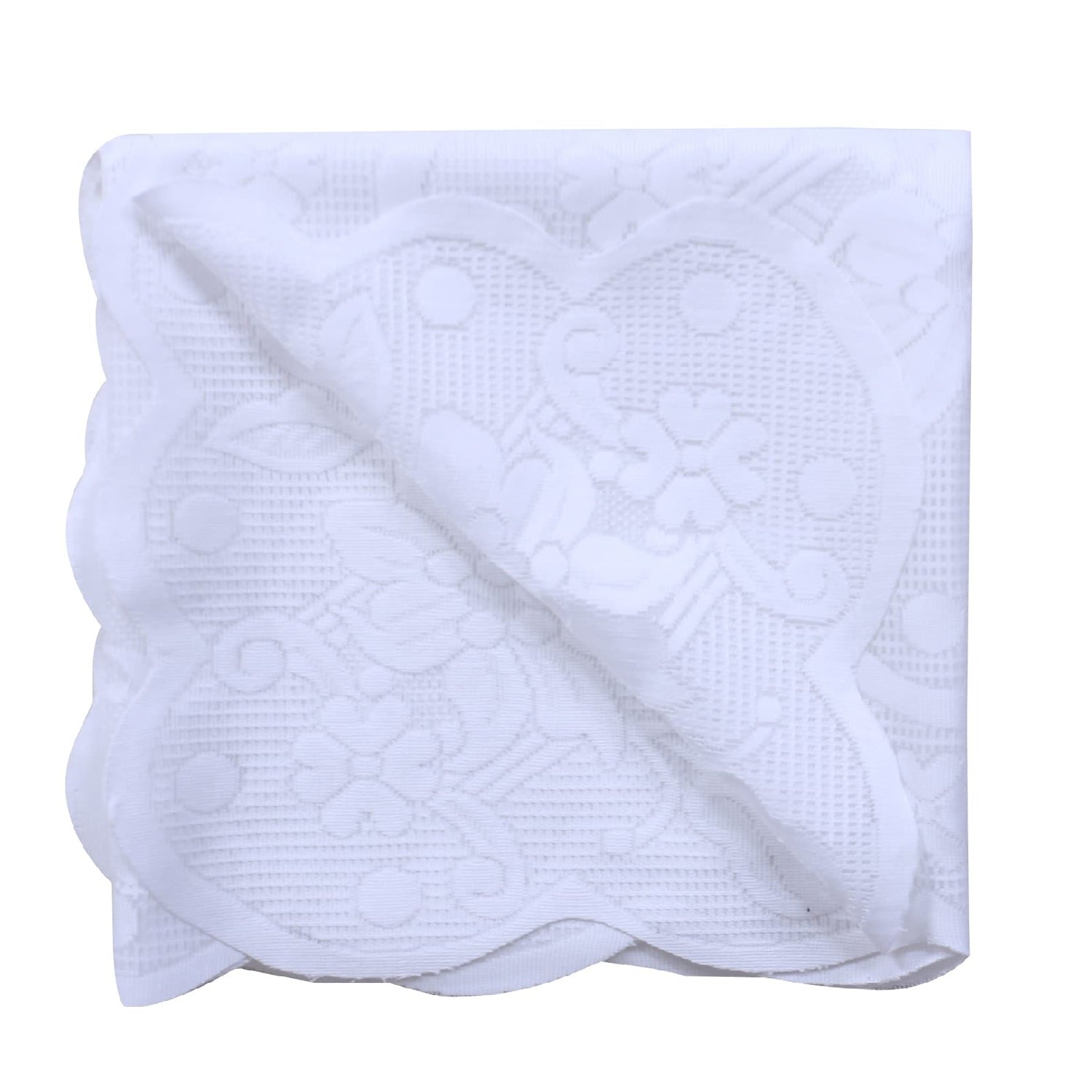 Rectangular Dining Table Cover|Poly Cotton Stain-Resistant Floral Pattern|Net Tablecloth Protector for Home Decoration, 60X90 Inch (White)