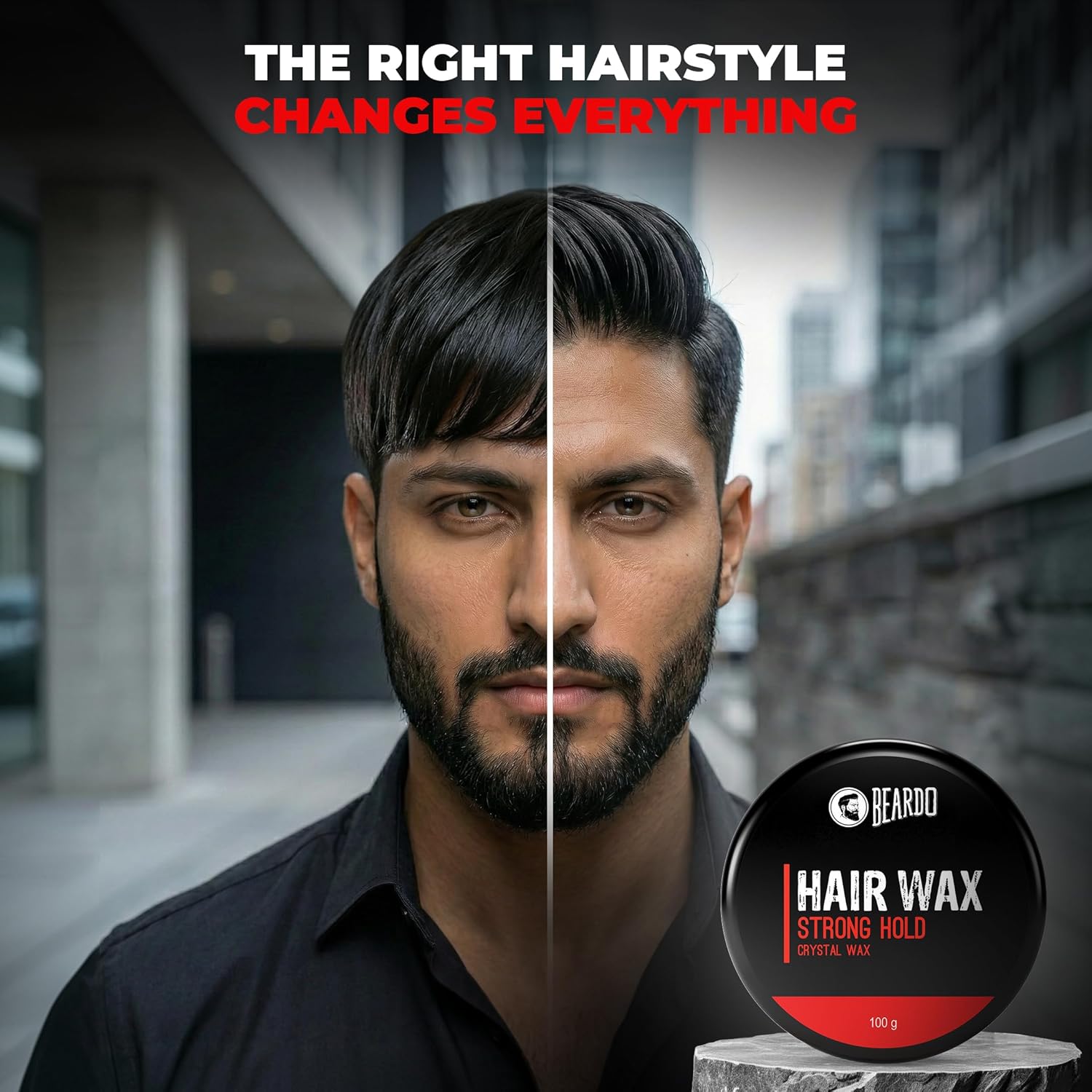 Beardo Stronghold Hair Wax| Glossy Finish | Shine | Strong Hold 100 gm