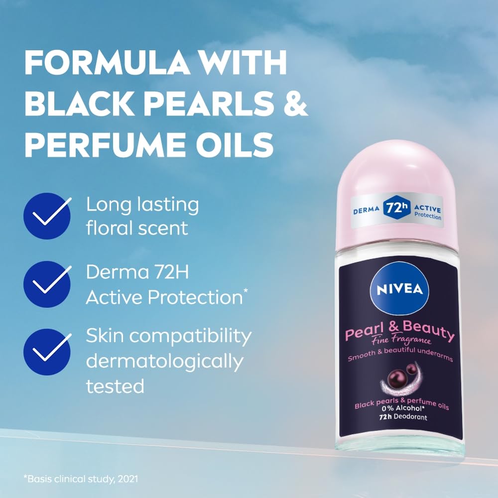 Nivea Deodorant Roll On Pearl & Beauty Fine Fragrance For Women - 50 ml
