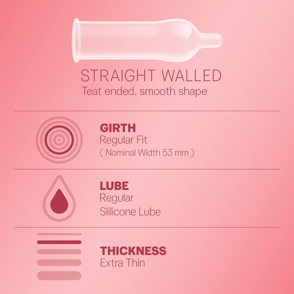 Durex Extra Thin Wild Strawberry Flavoured Condoms For Men - 10s