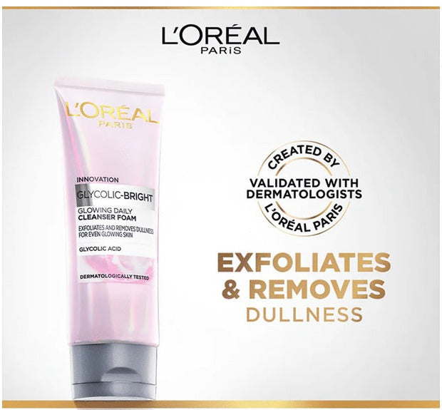 LOreal Paris Glycolic Acid Glowing And Protecting CSMS (Cleanser, Serum, Moisturizer, Sunscreen) Regime Kit - kit